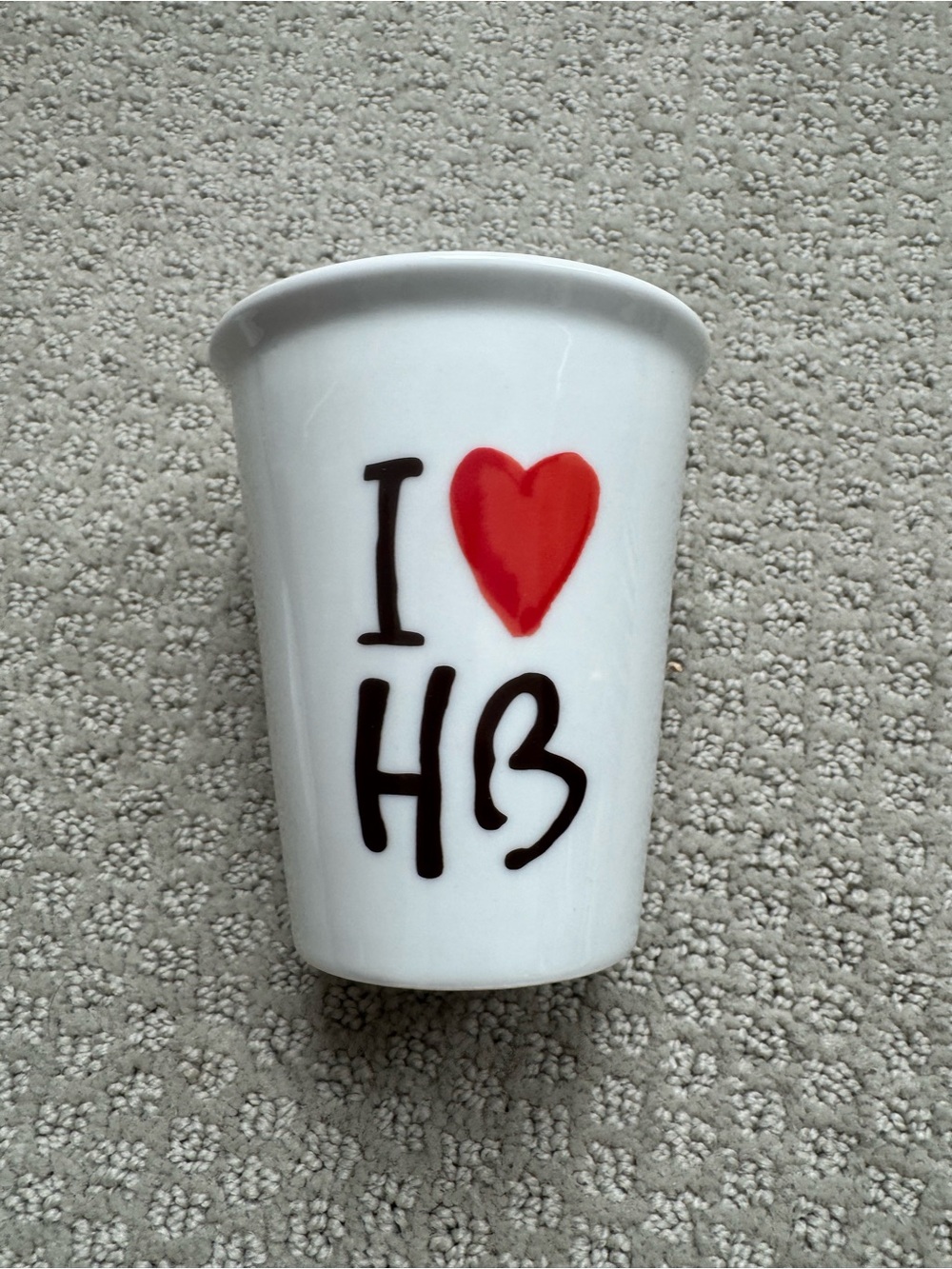 Henri Bendel White Ceramic Cup with Red Heart "I ♥ HB"
